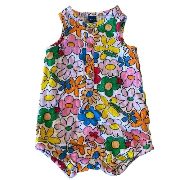 Old Navy Colorful Flower Henley Romper - Picture 3 of 3